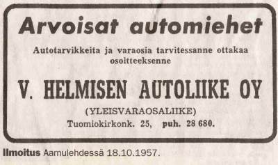 Ilmoitus 18.10.1957